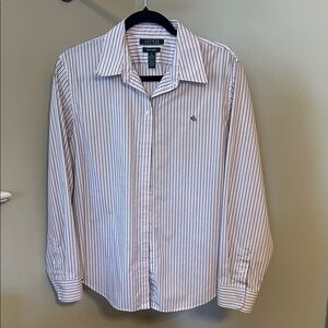 Ralph Lauren Women’s Shirt with Pink and Black Stripes